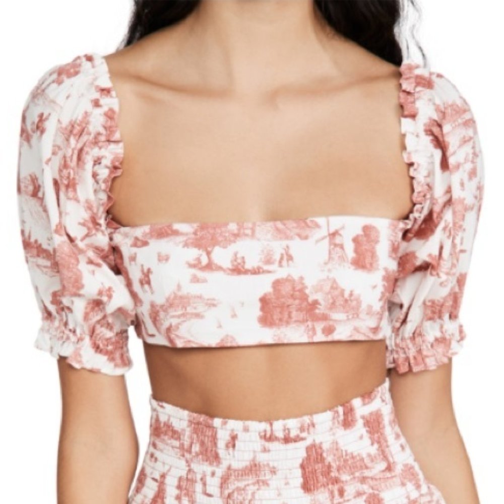 COPY - WeWoreWhat Coco Crop Top Puff Sleeves Pastoral